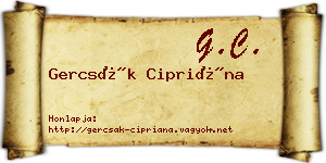 Gercsák Cipriána névjegykártya